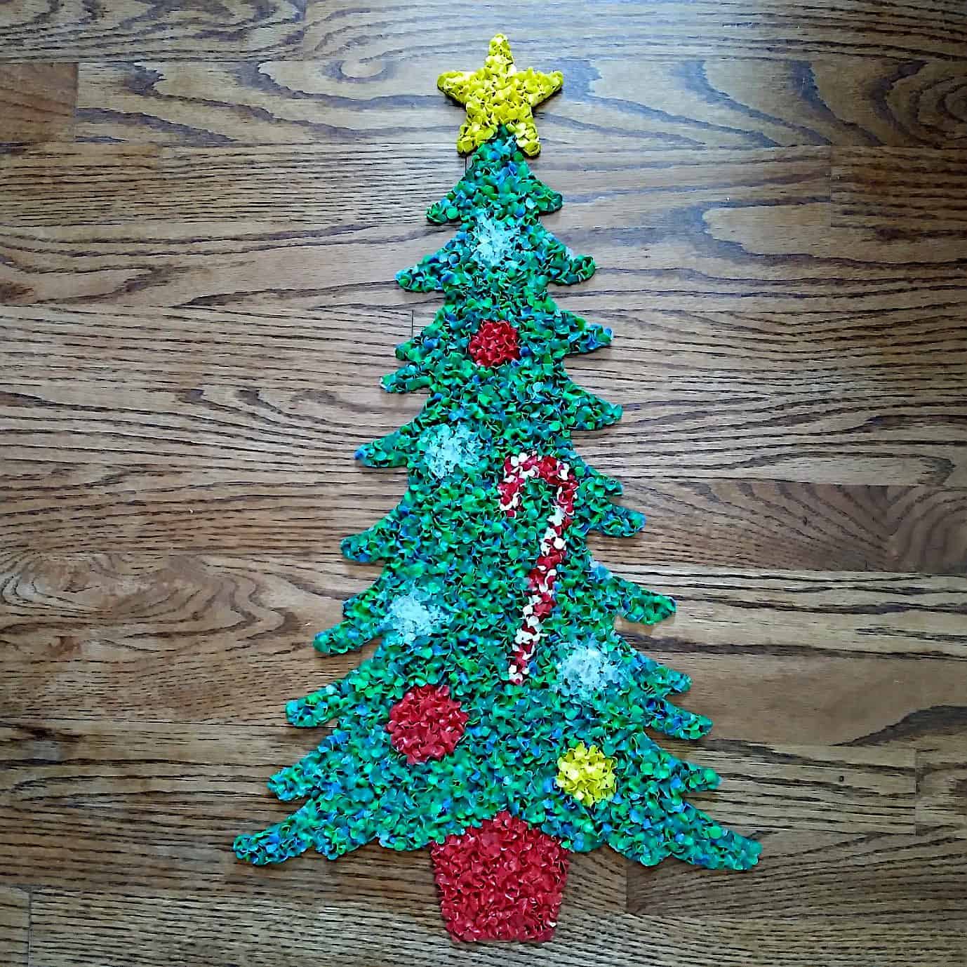 Vintage Christmas Melted Plastic Popcorn Holiday Tree Hanging Wall Decor