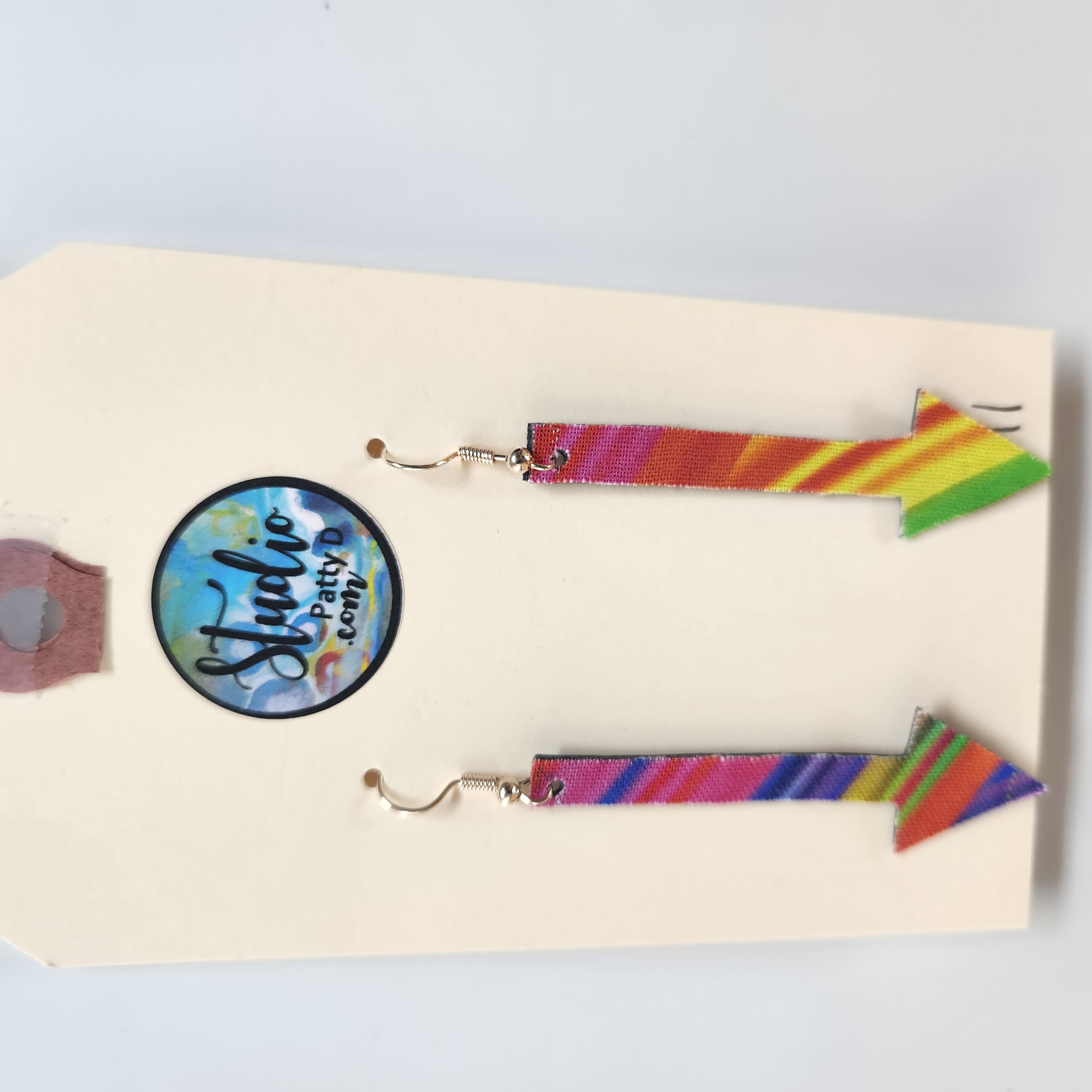 Fishhook Pierced Earrings - Rainbow Colored Arrows