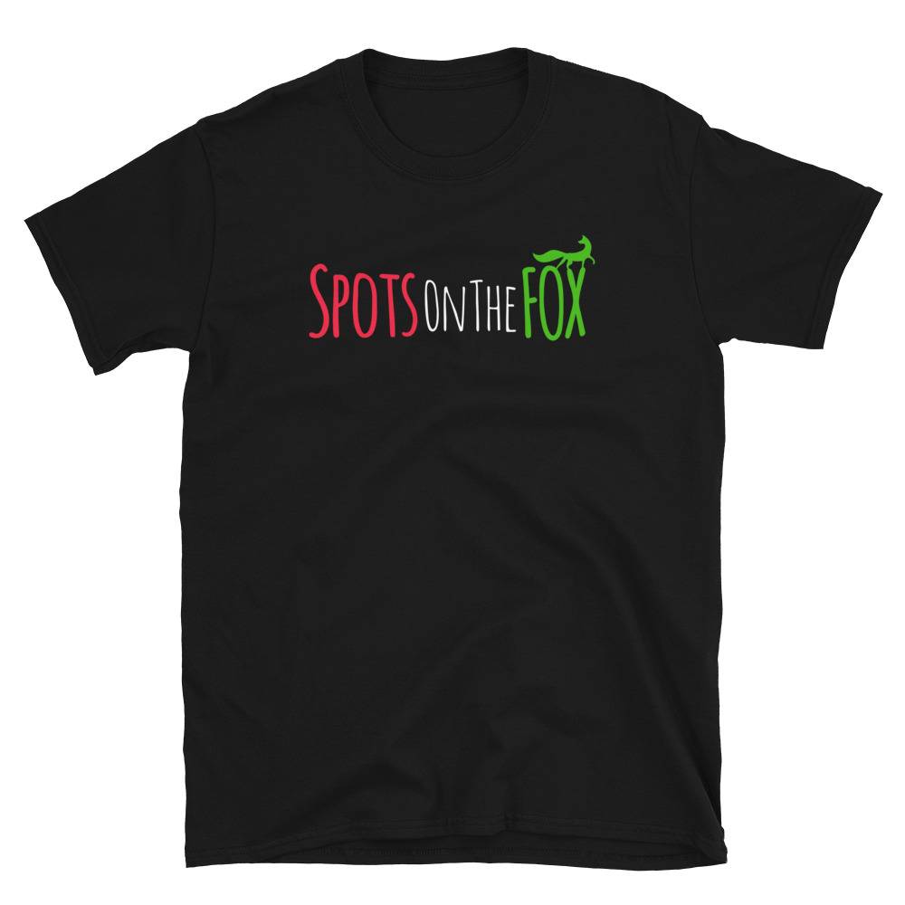 This Semi-Reverse SOTF Logo Short Sleeve T-Shirt in Black is made with love by Spots On The FOX! Shop more unique gift ideas today with Spots Initiatives, the best way to support creators.