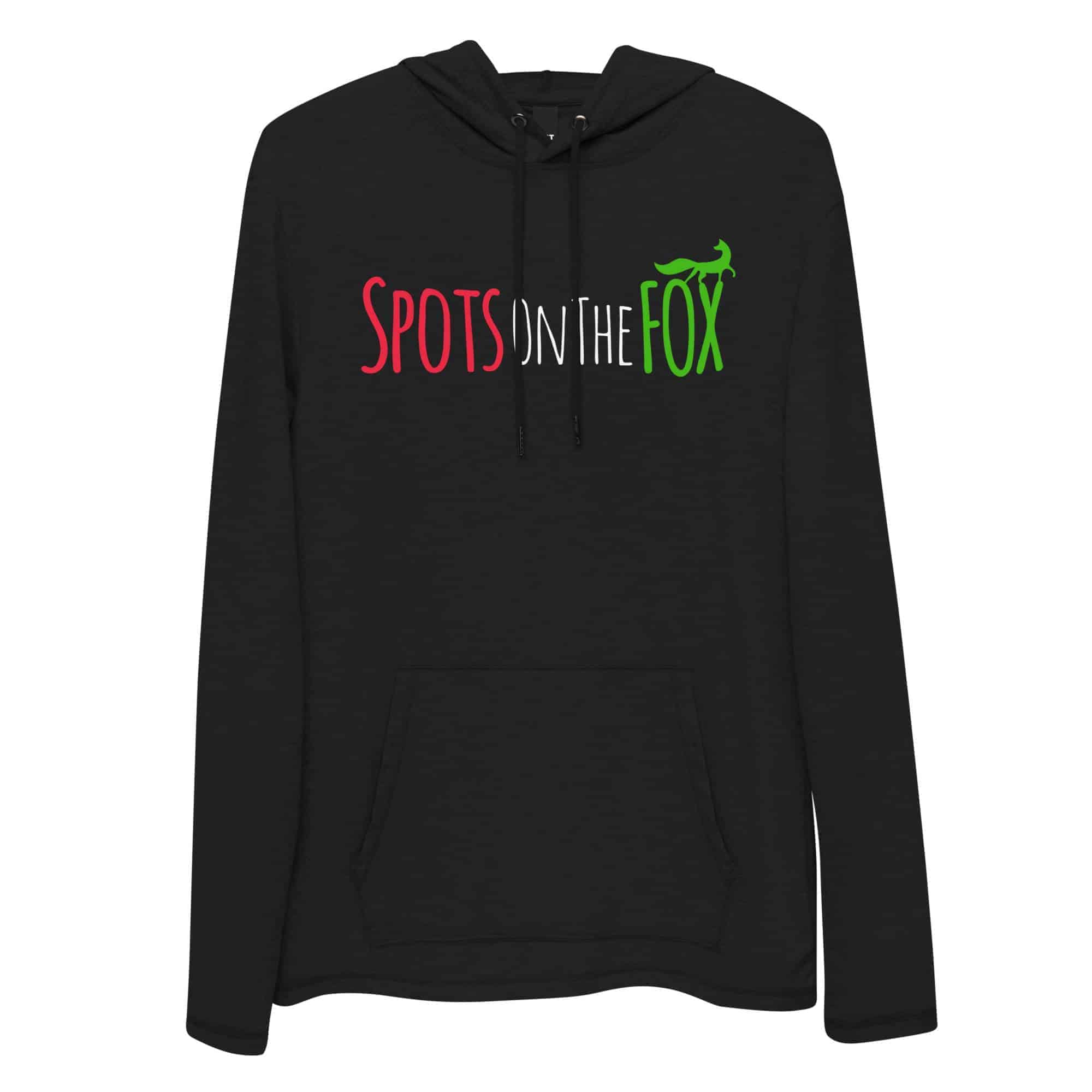 This Semi-Reverse SOTF Logo Lightweight Hoodie in Black is made with love by Spots On The FOX! Shop more unique gift ideas today with Spots Initiatives, the best way to support creators.