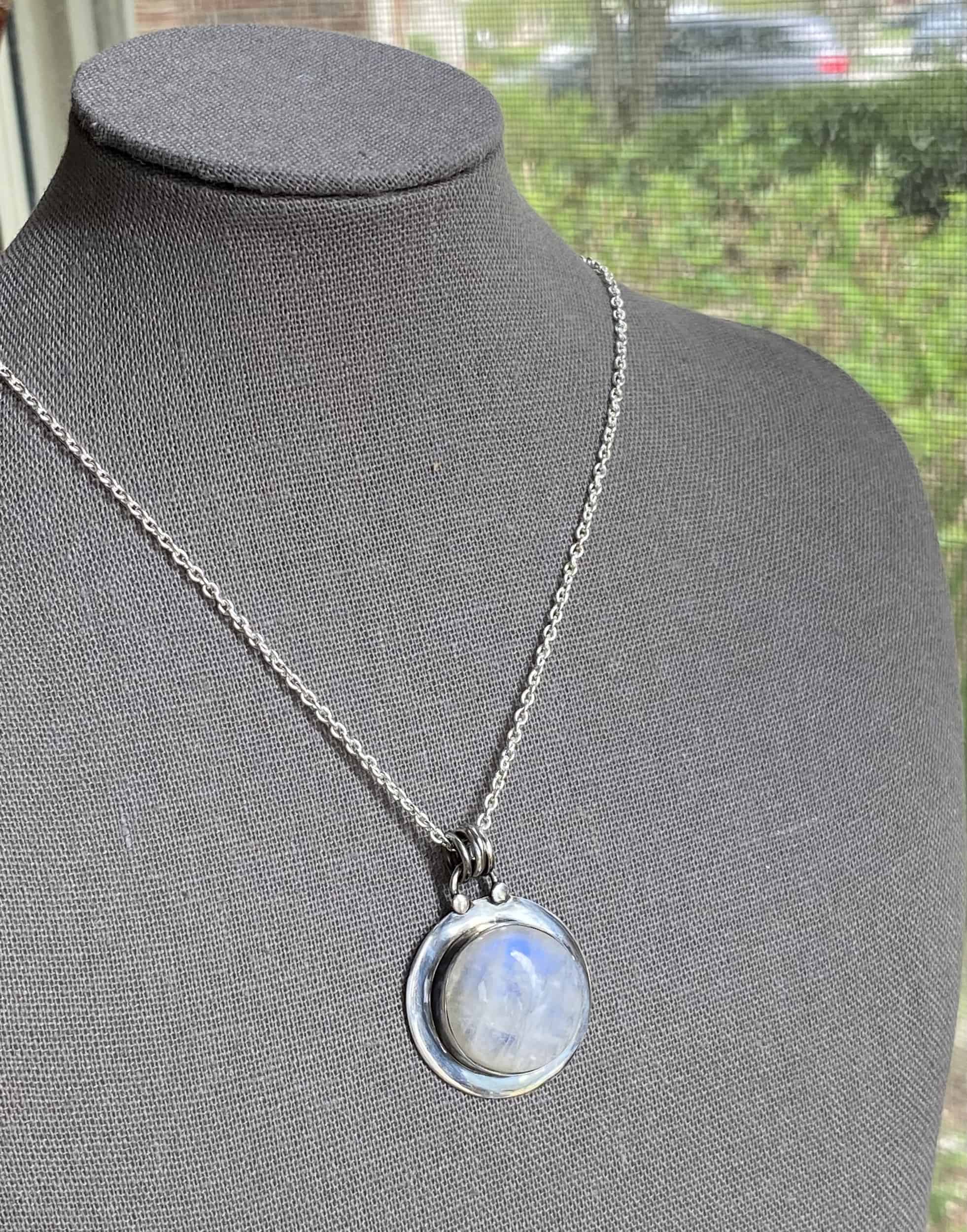 This Moon Aura - Moonstone Moon necklace sterling silver by Earth Karma is made with love by EARTH KARMA! Shop more unique gift ideas today with Spots Initiatives, the best way to support creators.