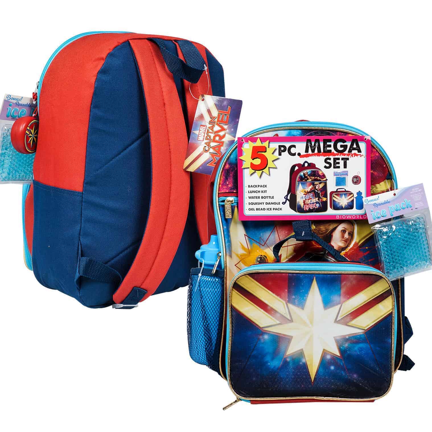 This 5 Piece Captain Marvel Backpack Set with Lunch Kit and Water Bottle by Bioworld is made with love by Premier Homegoods! Shop more unique gift ideas today with Spots Initiatives, the best way to support creators.