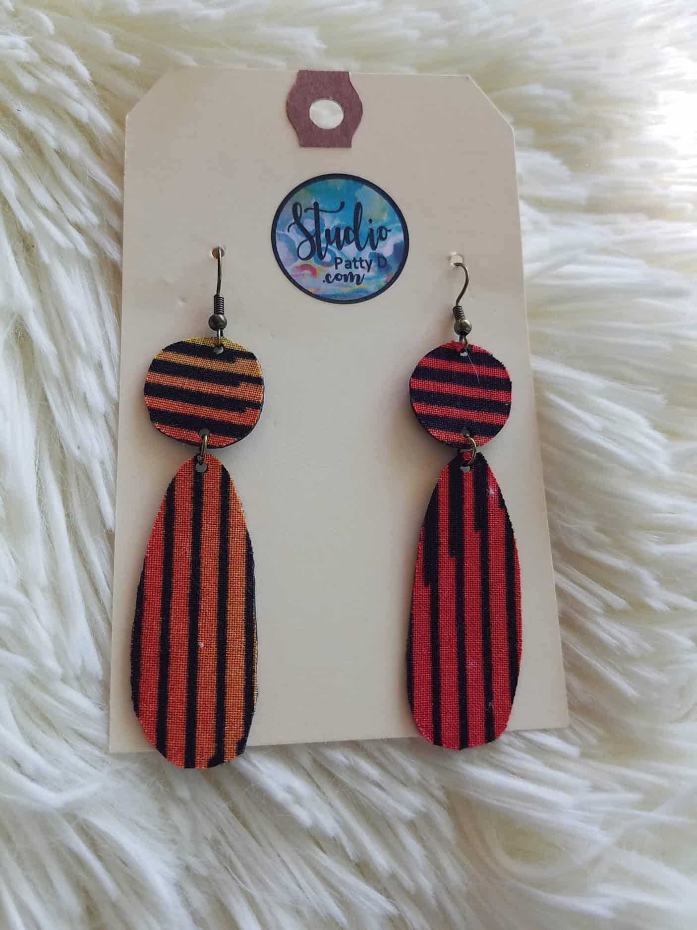 This Statement Earrings - striped harvest is made with love by Studio Patty D! Shop more unique gift ideas today with Spots Initiatives, the best way to support creators.