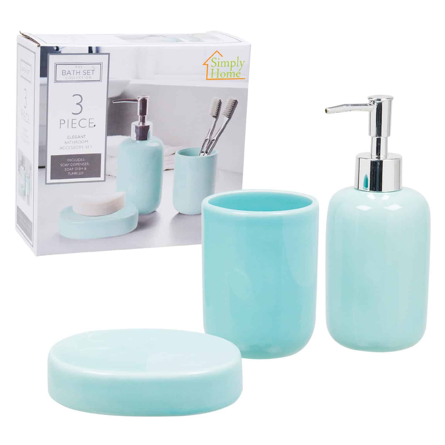 This 3 Piece Bathroom Accessory Set Green by Simply Home is made with love by Premier Homegoods! Shop more unique gift ideas today with Spots Initiatives, the best way to support creators.