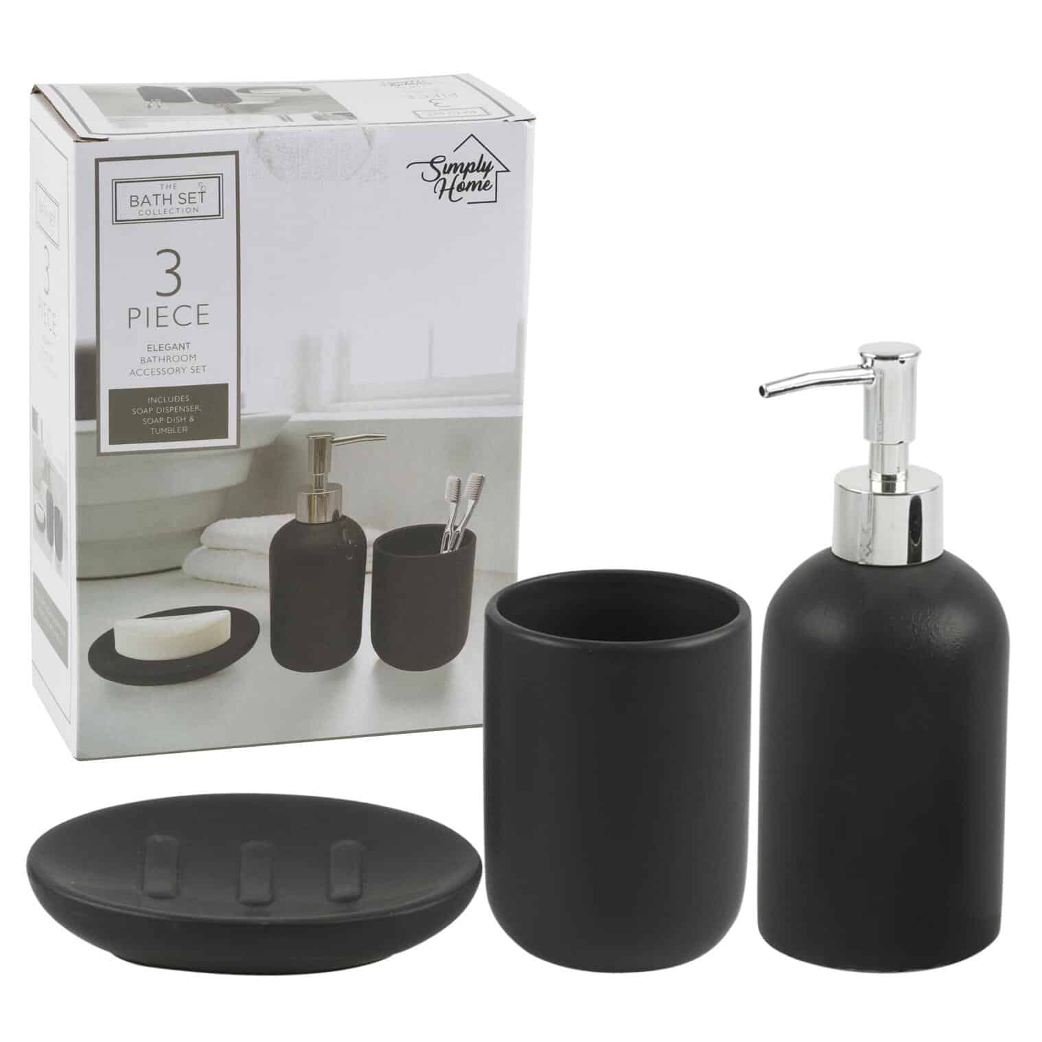 This 3 Piece Dolomite Bathroom Accessory Set Black by Simply Home is made with love by Premier Homegoods! Shop more unique gift ideas today with Spots Initiatives, the best way to support creators.
