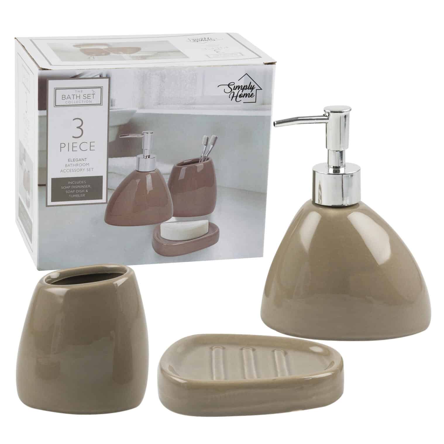 This 3 Piece Dolomite Bathroom Accessory Set Brown by Simply Home is made with love by Premier Homegoods! Shop more unique gift ideas today with Spots Initiatives, the best way to support creators.