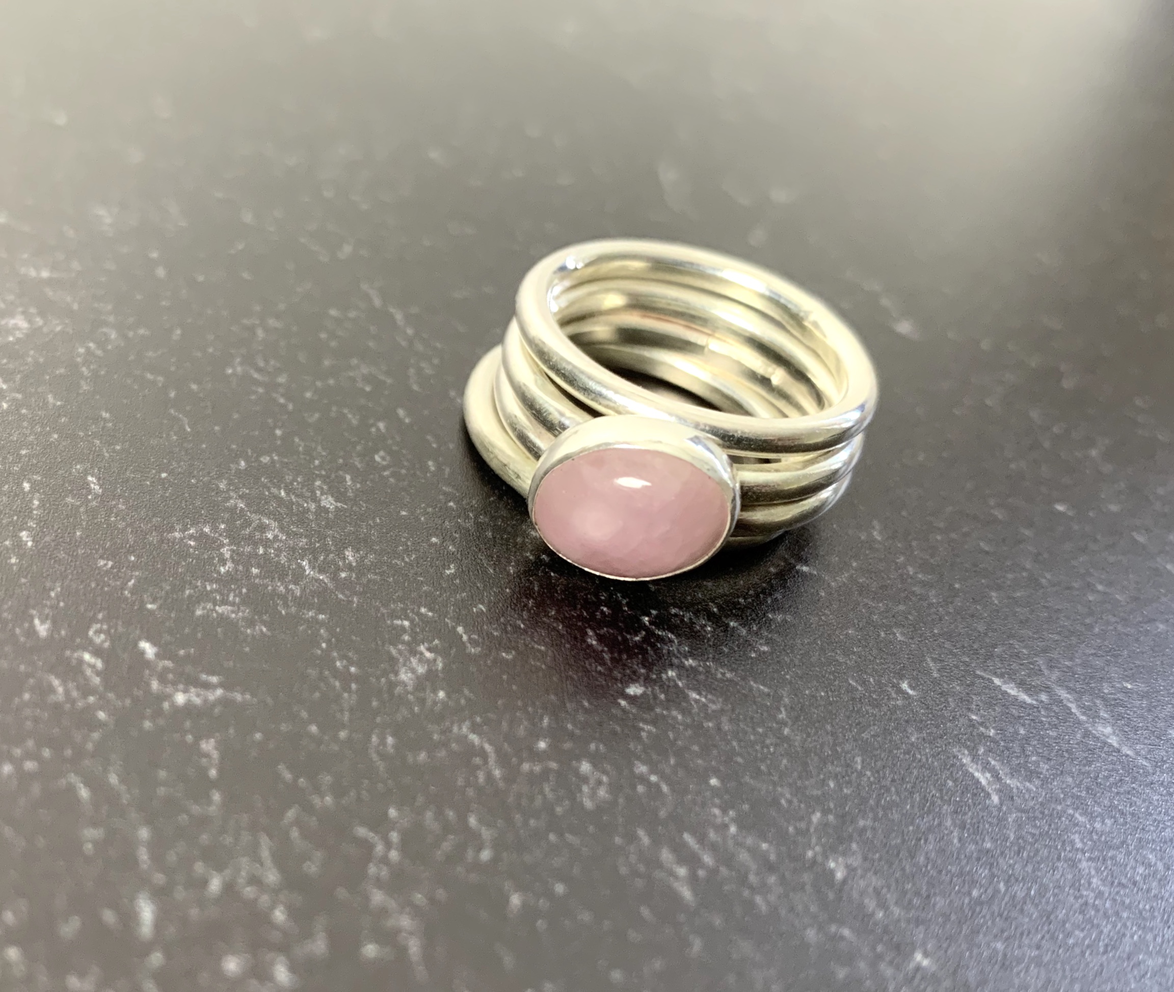 This Rose - Rose Quartz Stacking Rings (size 6) is made with love by Juli Prizant Designs! Shop more unique gift ideas today with Spots Initiatives, the best way to support creators.