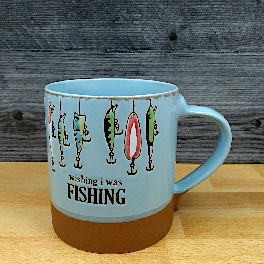 This Wishing I Was Fishing Saying Coffee Mug 18oz (532ml) Beverage Cup Blue Sky is made with love by Premier Homegoods! Shop more unique gift ideas today with Spots Initiatives, the best way to support creators.