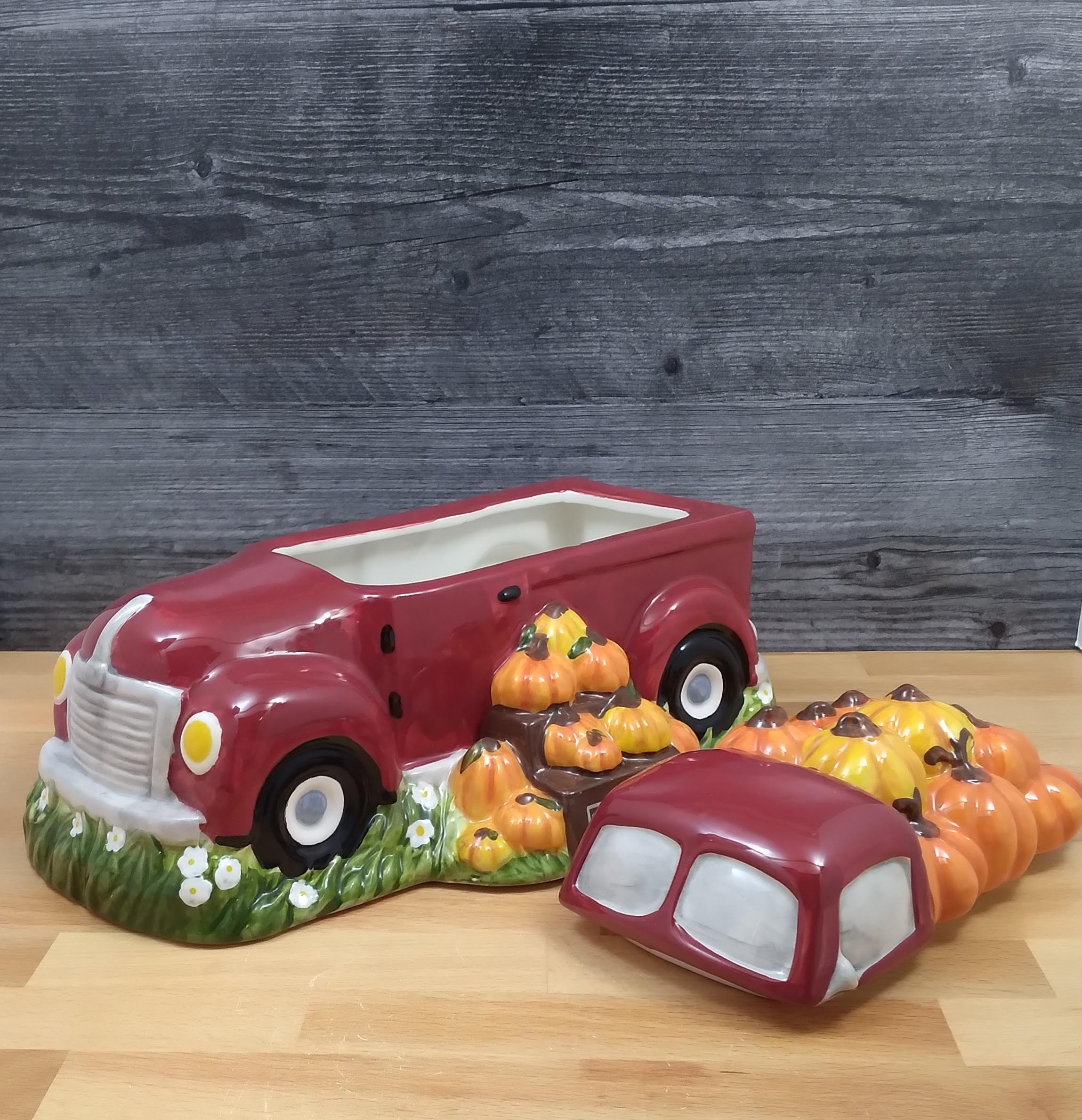 This Harvest Pumpkin Red Truck Cookie Candy Treat Jar Canister by Blue Sky Clayworks is made with love by Premier Homegoods! Shop more unique gift ideas today with Spots Initiatives, the best way to support creators.