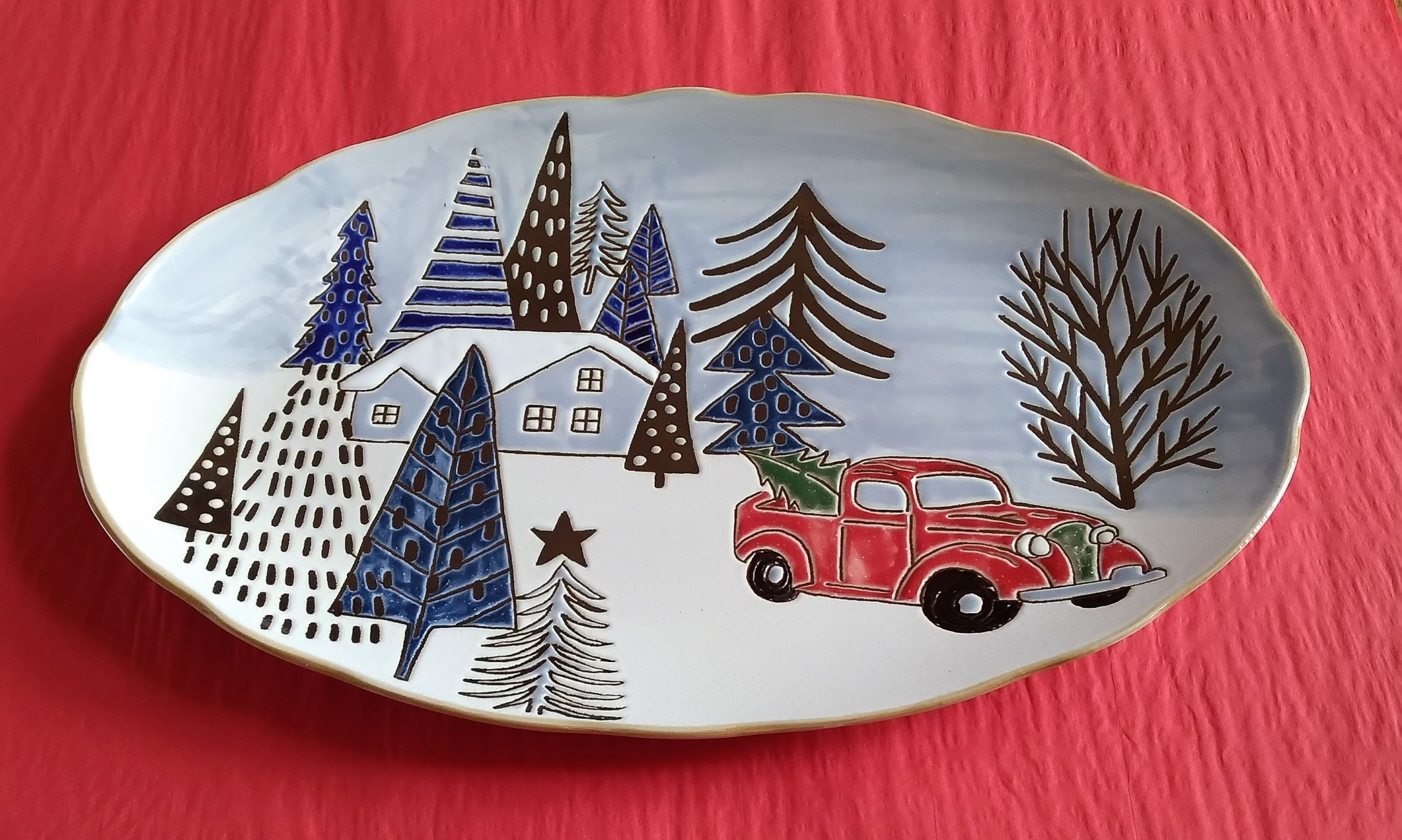 This Holiday Christmas Platter Elk Ridge Winter Plate 14" By Blue Sky Clayworks is made with love by Premier Homegoods! Shop more unique gift ideas today with Spots Initiatives, the best way to support creators.