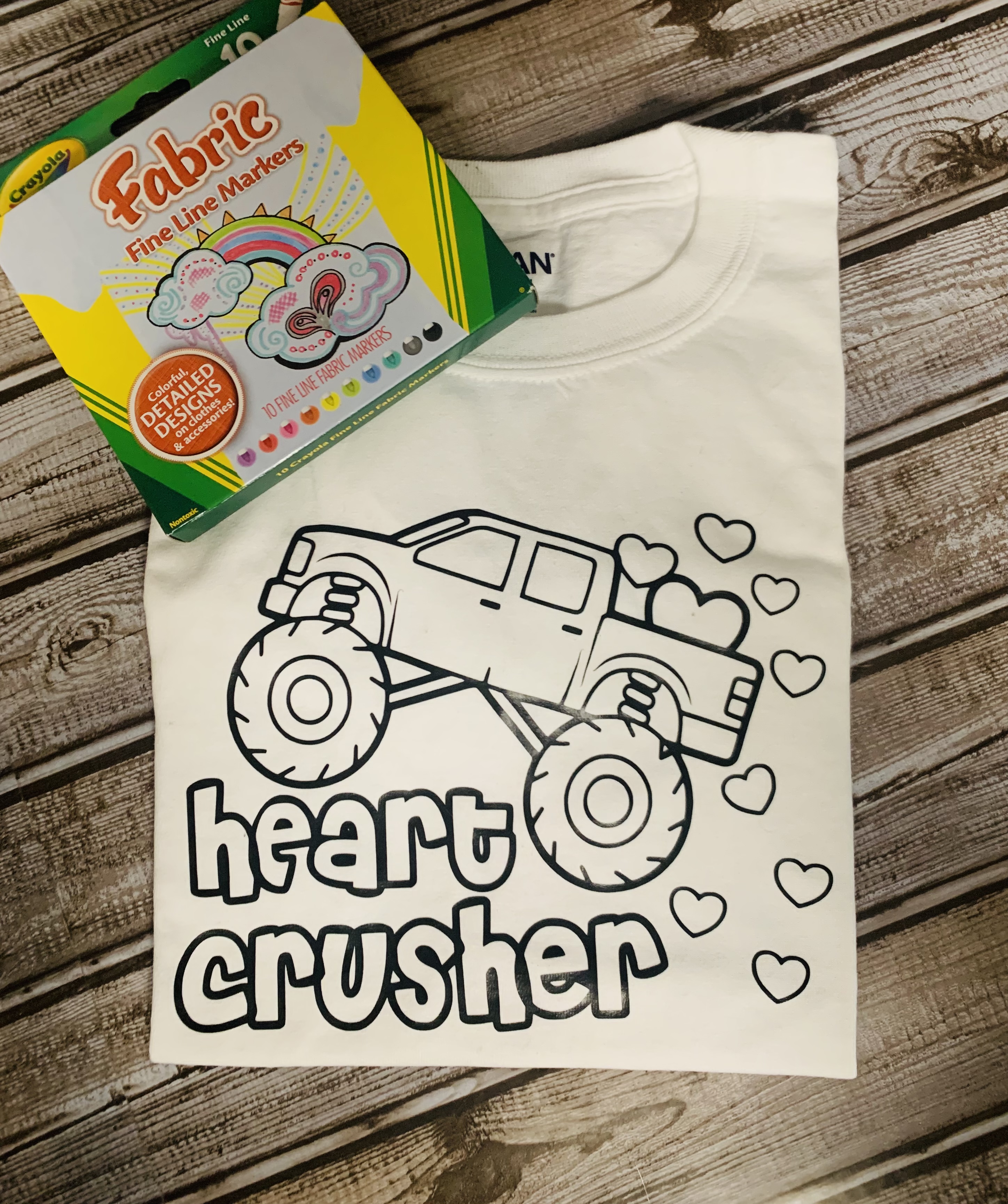 This Kids Valentines Shirts To Color w/ Fabric or Washable Markers is made with love by Coffee & Crafts Personalized! Shop more unique gift ideas today with Spots Initiatives, the best way to support creators.