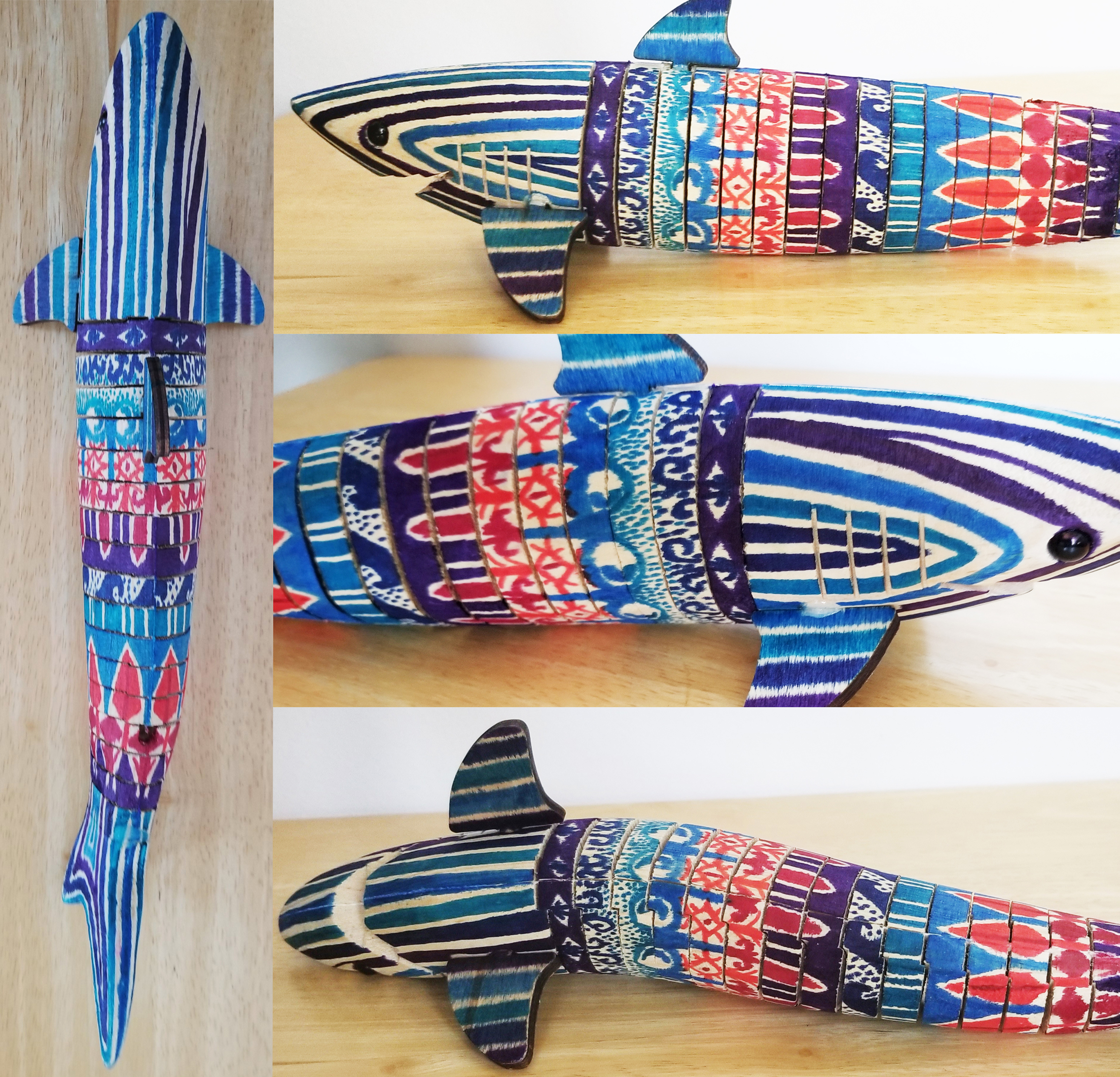 This Colorful Hand Painted Wooden Shark - One of a kind - Reticulated is made with love by The Creative Soul Sisters! Shop more unique gift ideas today with Spots Initiatives, the best way to support creators.
