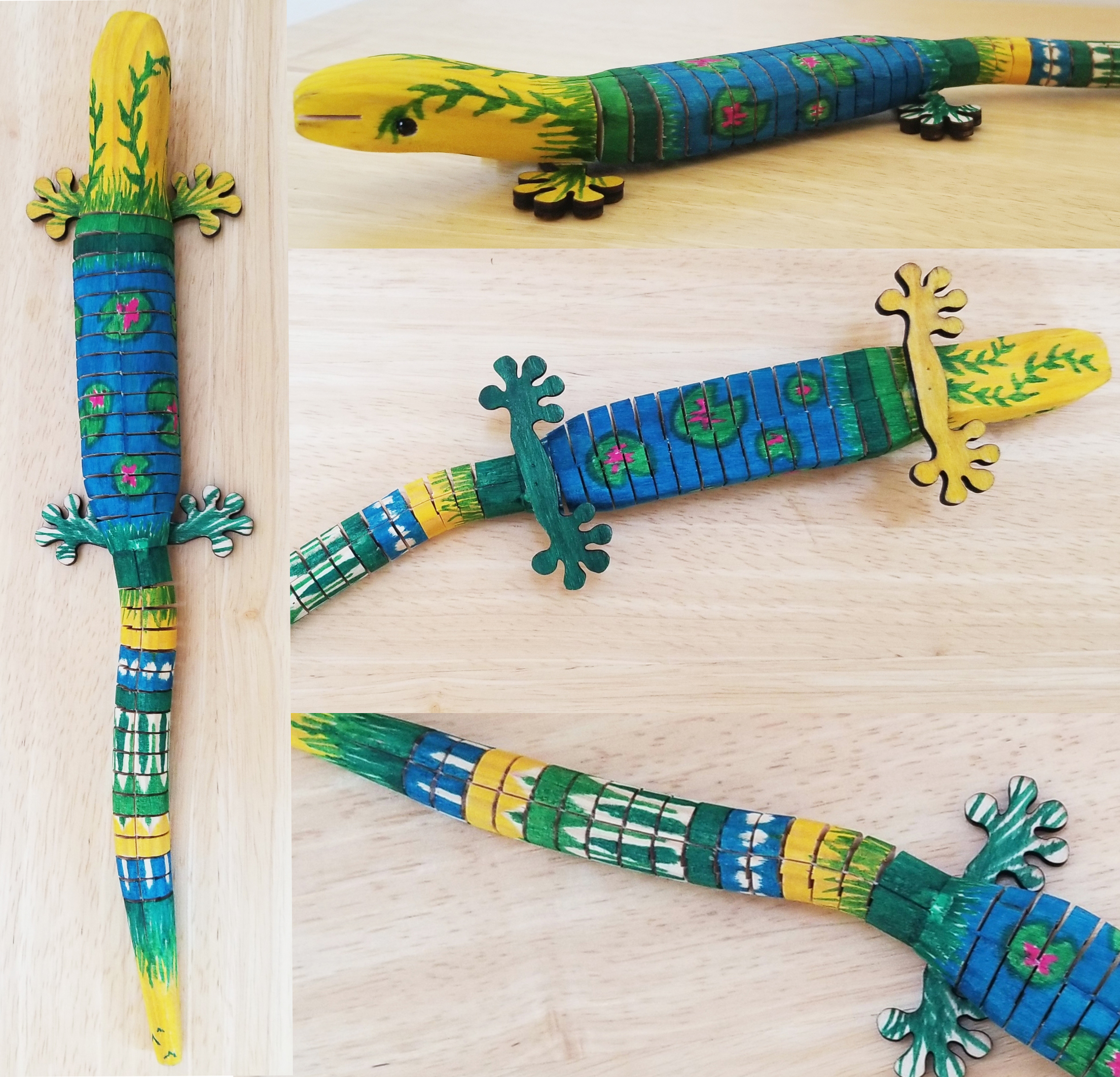 This Colorful Hand Painted Wooden Salamander - One of a kind - Reticulated is made with love by The Creative Soul Sisters! Shop more unique gift ideas today with Spots Initiatives, the best way to support creators.
