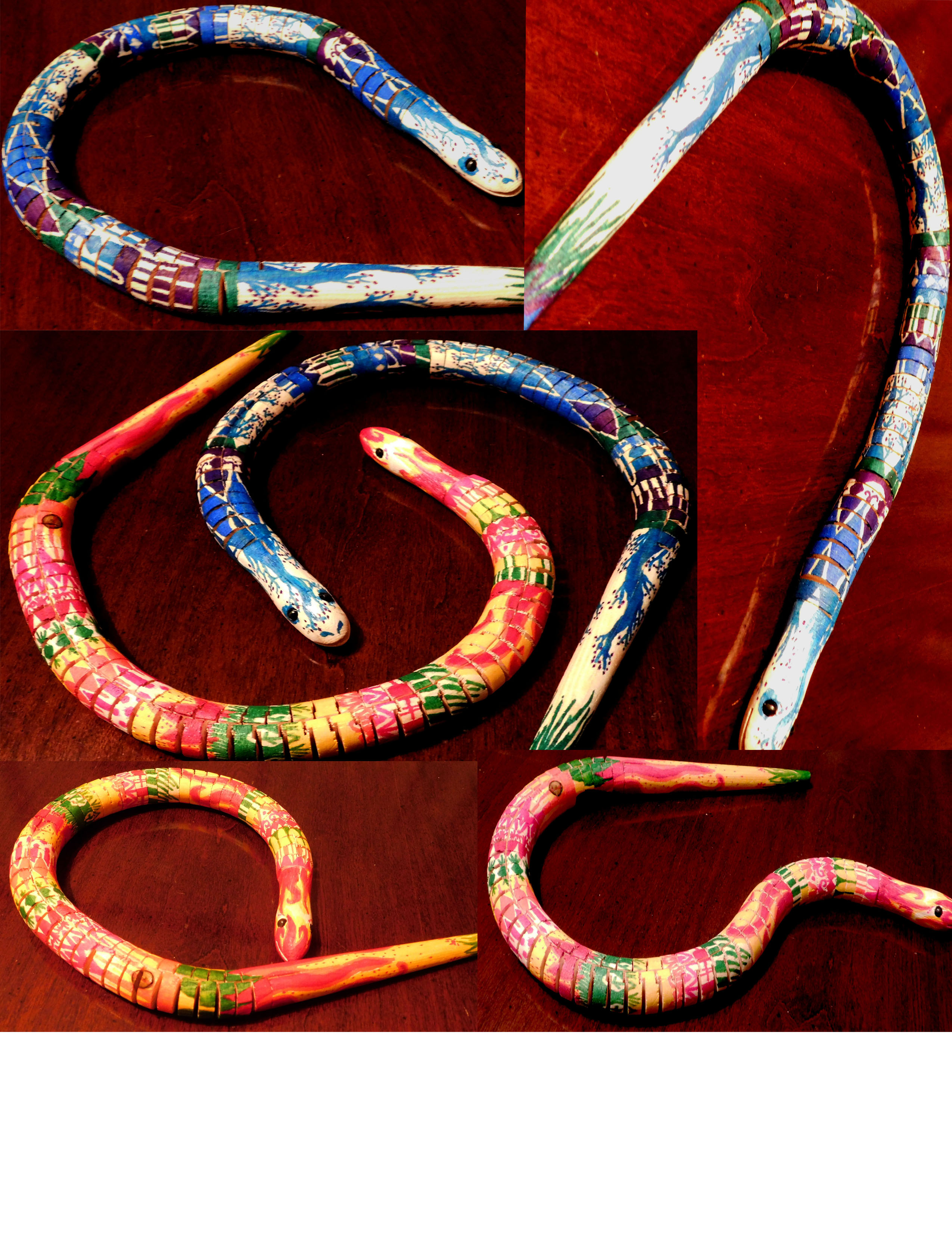 This Colorful Hand Painted Wooden Snake - One of a kind - Reticulated is made with love by The Creative Soul Sisters! Shop more unique gift ideas today with Spots Initiatives, the best way to support creators.