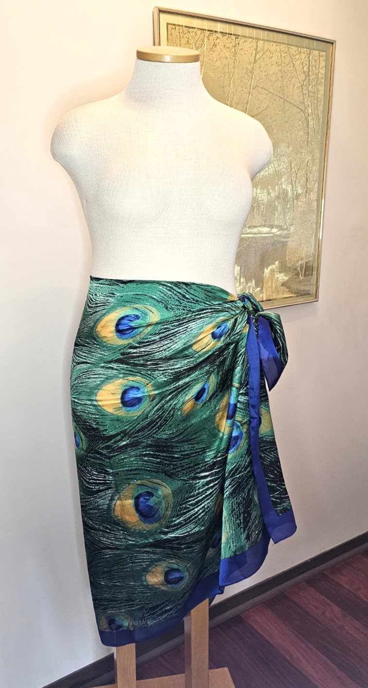 This Modern Shawl Wrap / Scarf / Beachwear /Sarong - Peacock Feathers Print - Washable Silk - 35" x 72" is made with love by The Creative Soul Sisters! Shop more unique gift ideas today with Spots Initiatives, the best way to support creators.
