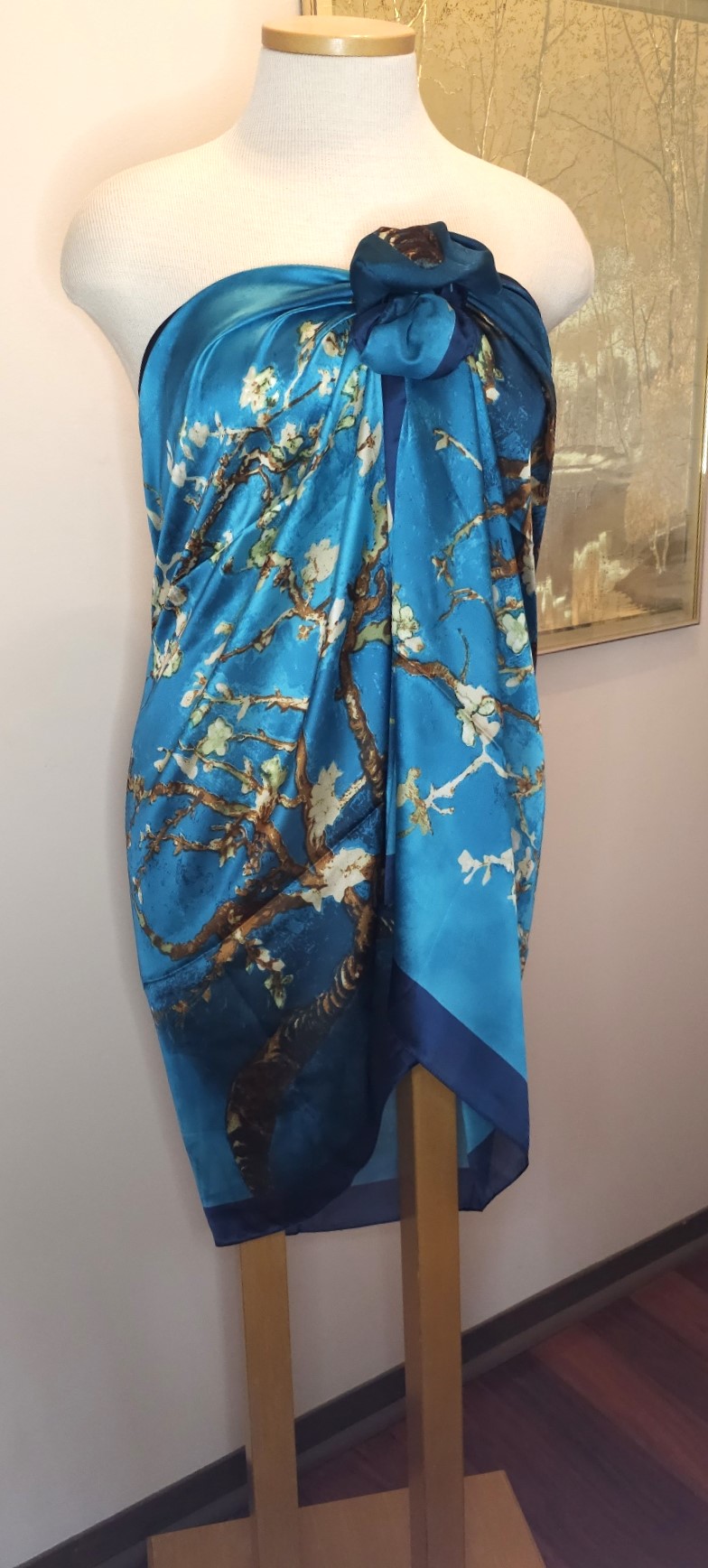 This Modern Shawl Wrap / Scarf / Beachwear / Sarong /Cover-up -Teal Cypress Tree- Silk - 35" x 72" is made with love by The Creative Soul Sisters! Shop more unique gift ideas today with Spots Initiatives, the best way to support creators.
