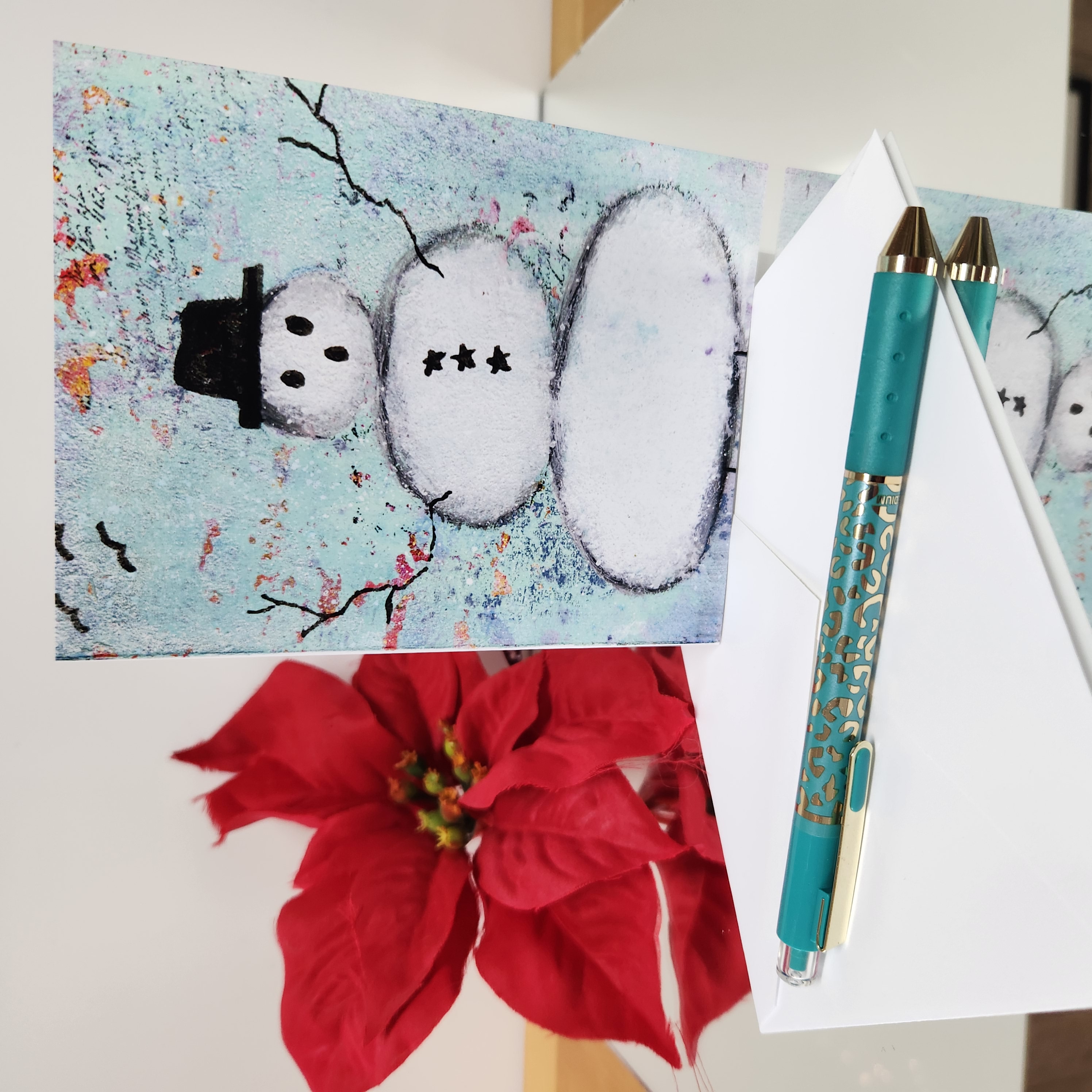Mr. Bill- A2 greeting card with snowman artwork on the front. Patty Donahue artist