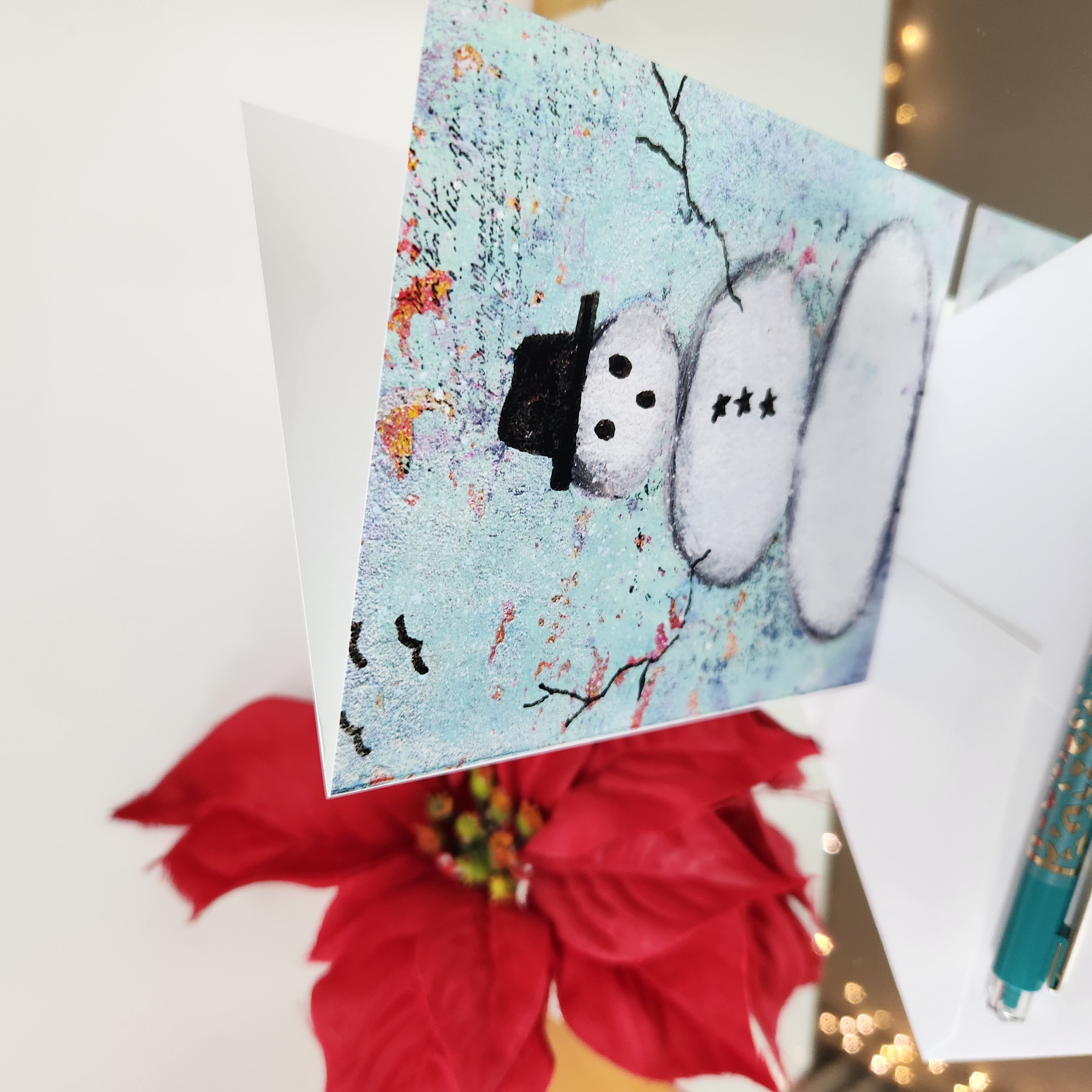 Mr. Bill- A2 greeting card with snowman artwork on the front. Patty Donahue artist