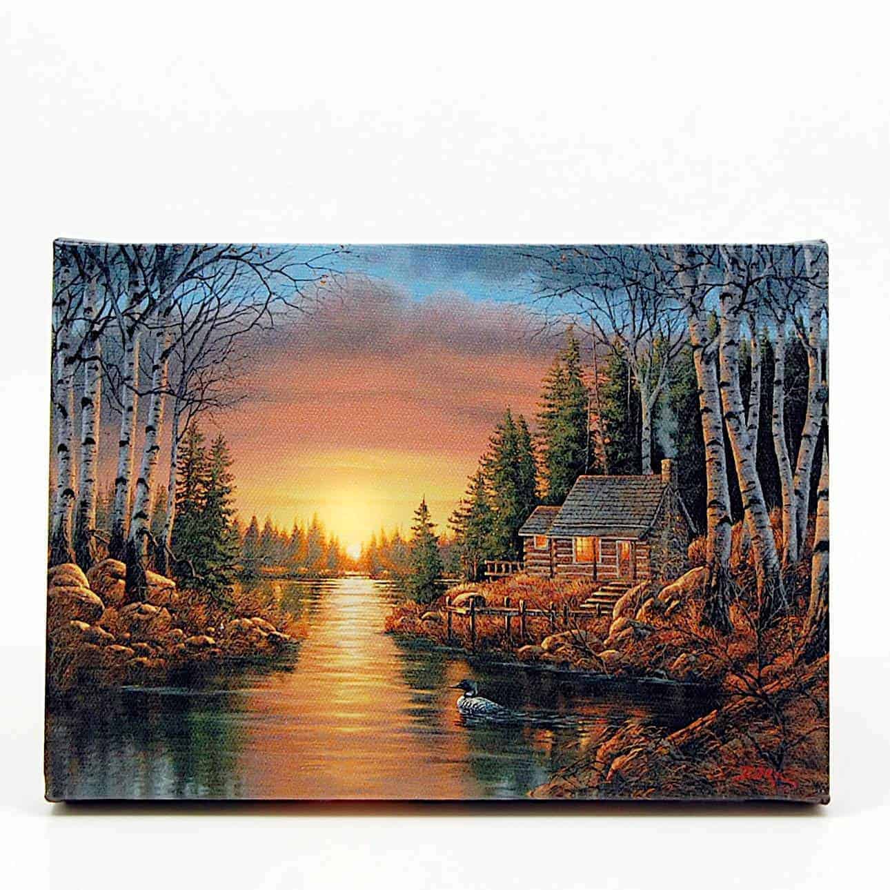 This Cabin On River in Woods LED Light Up Lighted Canvas Wall or Tabletop Picture Art is made with love by Premier Homegoods! Shop more unique gift ideas today with Spots Initiatives, the best way to support creators.