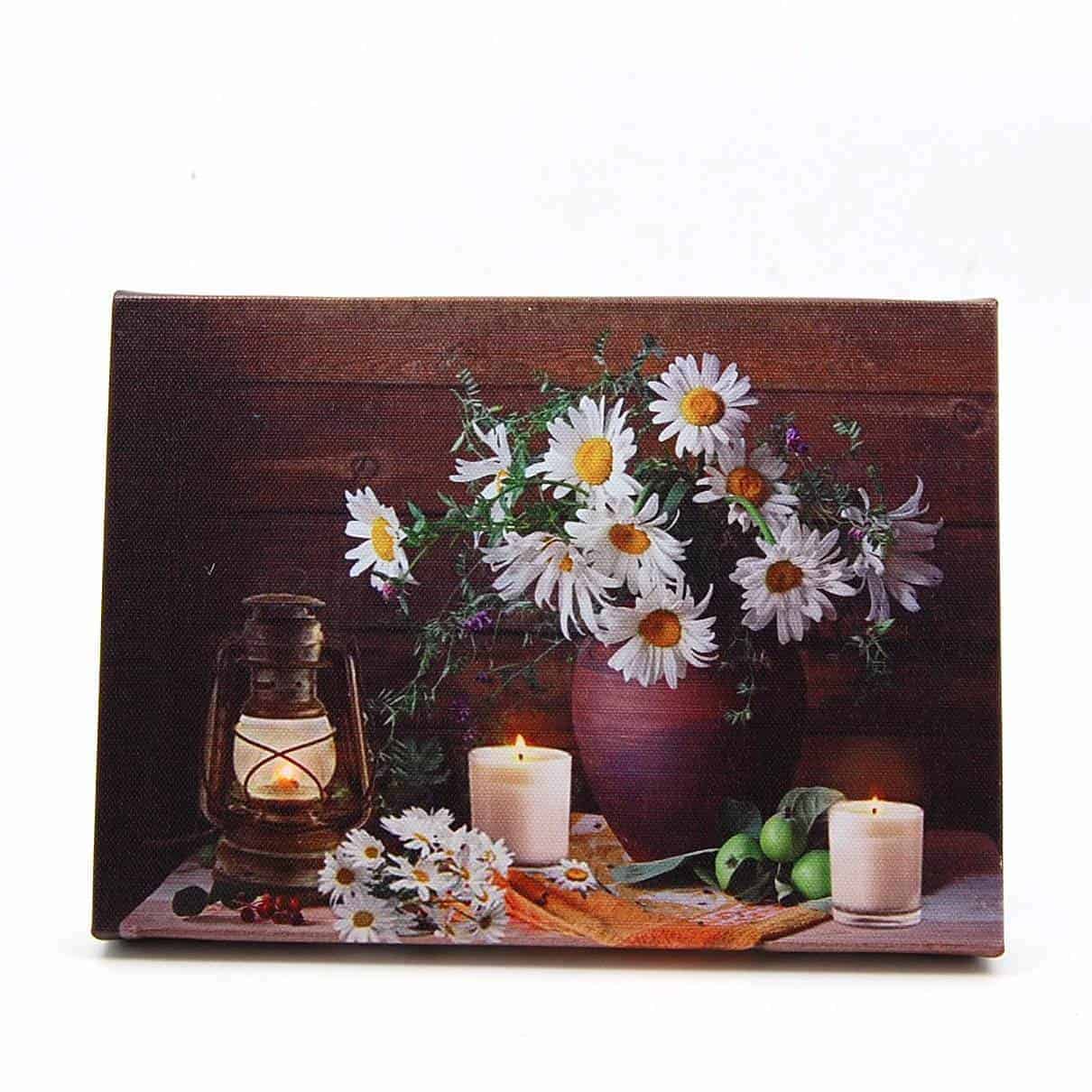 This Daisies in Vase and Candles LED Light Up Lighted Canvas Wall or Tabletop Picture Art is made with love by Premier Homegoods! Shop more unique gift ideas today with Spots Initiatives, the best way to support creators.