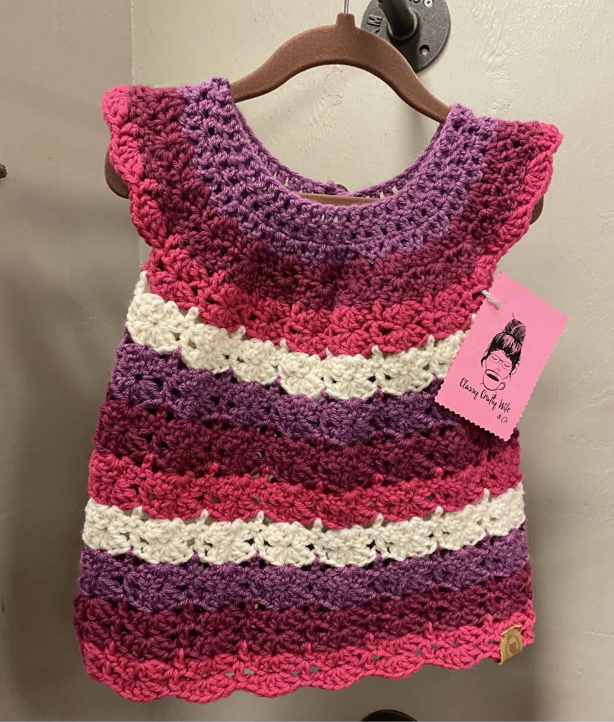 This Toddlers Pink/Purple Dress is made with love by Classy Crafty Wife! Shop more unique gift ideas today with Spots Initiatives, the best way to support creators.