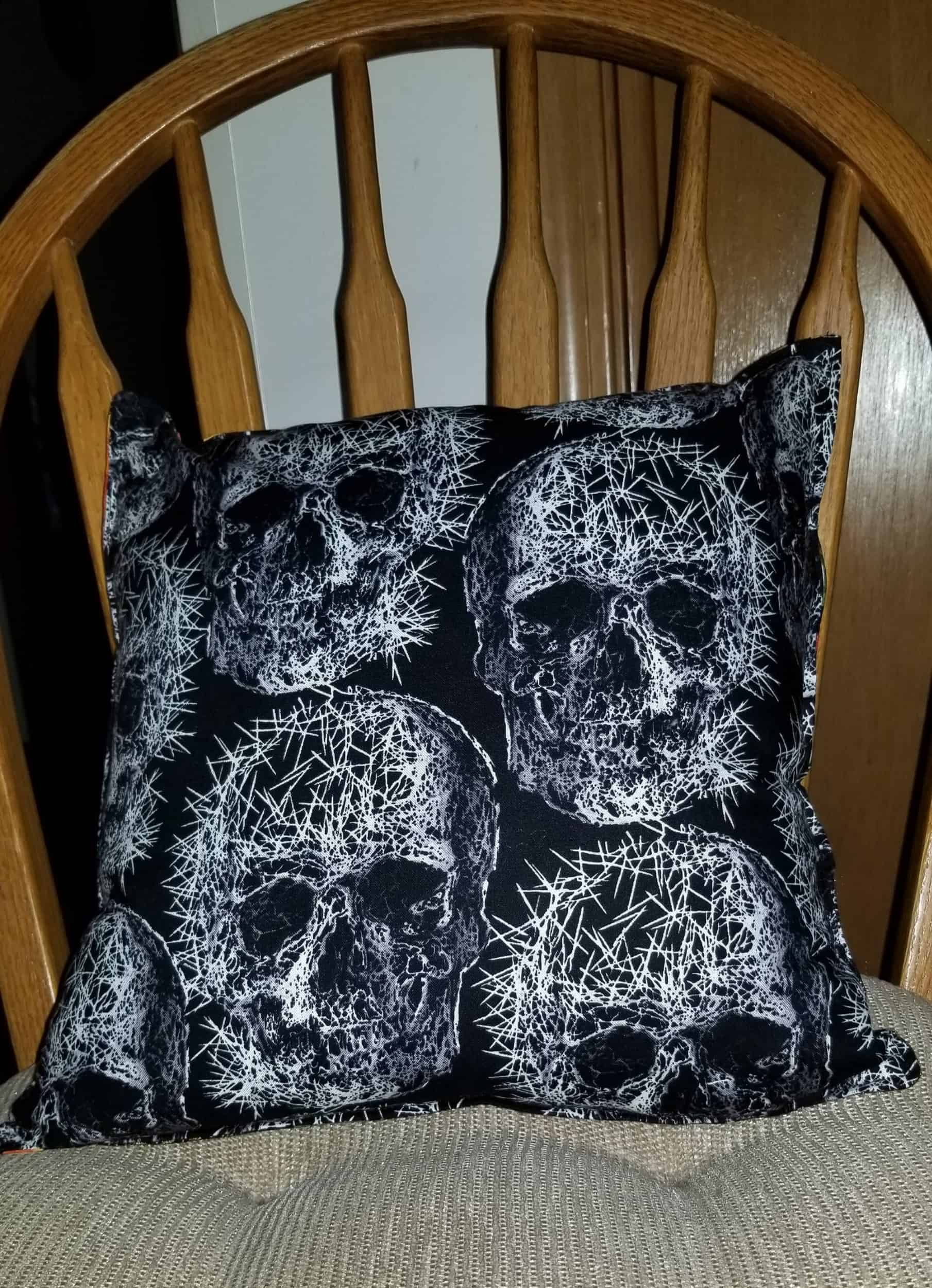 This Halloween Pinhead Skull / Fall Leaves with Gold Accent Reversible 13" Pillow is made with love by The Creative Soul Sisters! Shop more unique gift ideas today with Spots Initiatives, the best way to support creators.