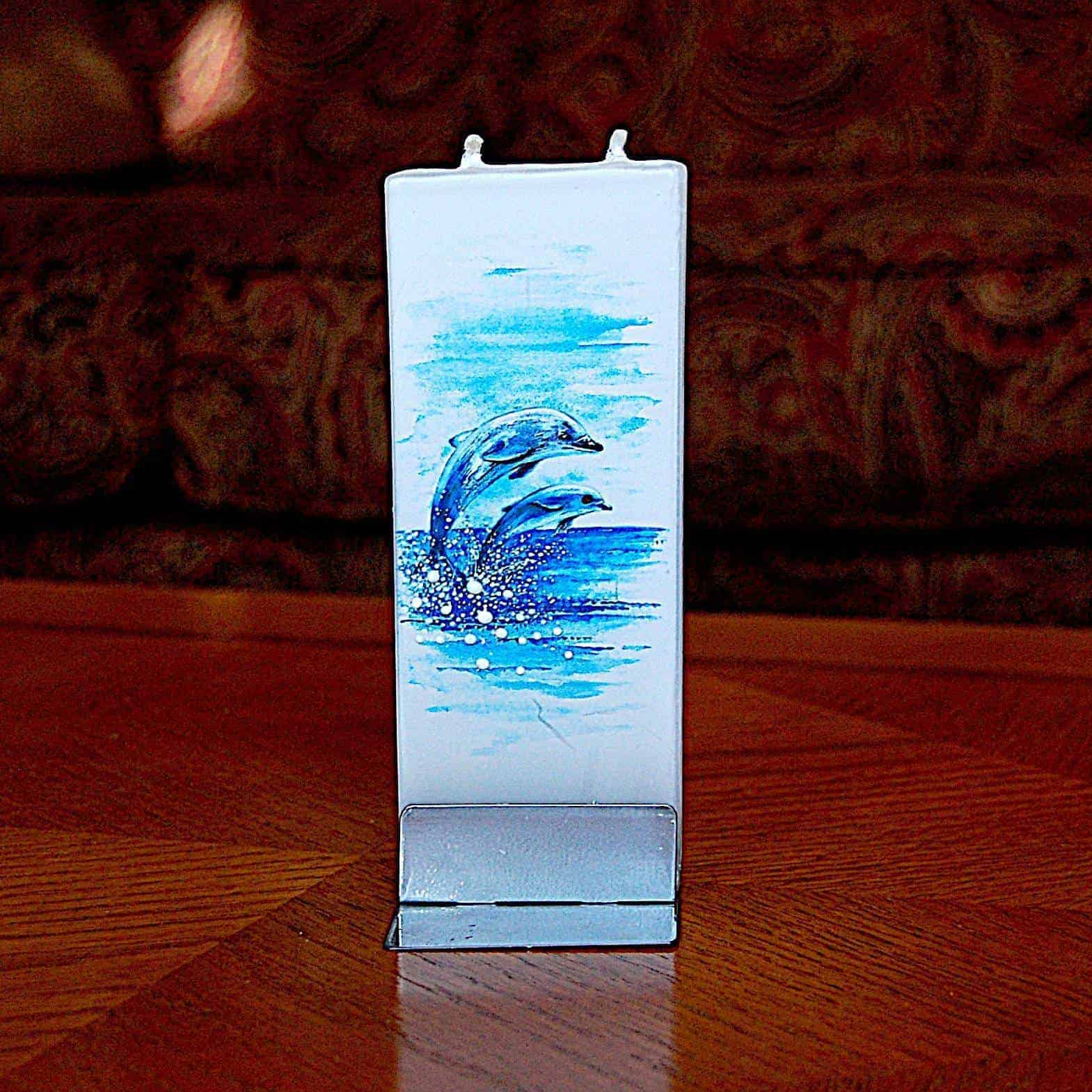 This Two Dolphins Flatyz Handmade Twin Wick Unscented Thin Flat Candle Dripless is made with love by Premier Homegoods! Shop more unique gift ideas today with Spots Initiatives, the best way to support creators.