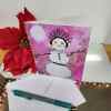 Morning Rise - greeting  card wiht snowman artwork on the front. Patty Donahue artist