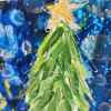 Silent Night - A2 size holiday greeting card with pine tree artwork on the front. Patty Donahue artist