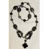 This Black Onyx, Snowflake Obsidian, Miyuki Beads, Sterling Silver and Swarovski Cross Necklace  20.5" long is made with love by The Creative Soul Sisters! Shop more unique gift ideas today with Spots Initiatives, the best way to support creators.