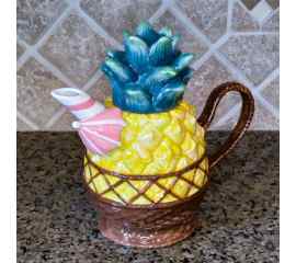 This Pinapple Floral Teapot Kitchen Decorative Collectable Flower Blue Sky Goldminic is made with love by Premier Homegoods! Shop more unique gift ideas today with Spots Initiatives, the best way to support creators.
