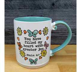 This Religious Psalm Saying Coffee Mug 16oz (473ml) Embossed Tea Cup by Blue Sky is made with love by Premier Homegoods! Shop more unique gift ideas today with Spots Initiatives, the best way to support creators.