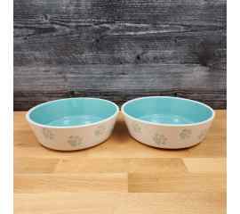 This Dog Water Food Bowl Set Embossed Treat Dish In Turquoise and White by Blue Sky is made with love by Premier Homegoods! Shop more unique gift ideas today with Spots Initiatives, the best way to support creators.