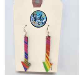 This Fishhook Pierced Earrings - rainbow colored arrows is made with love by Studio Patty D! Shop more unique gift ideas today with Spots Initiatives, the best way to support creators.
