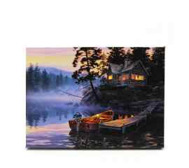 This Cabin and Boat Scene LED Light Up Lighted Canvas Wall or Tabletop Picture Art is made with love by Premier Homegoods! Shop more unique gift ideas today with Spots Initiatives, the best way to support creators.