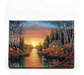This Cabin On River in Woods LED Light Up Lighted Canvas Wall or Tabletop Picture Art is made with love by Premier Homegoods! Shop more unique gift ideas today with Spots Initiatives, the best way to support creators.