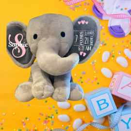 This Birth Stat Grey Elephant is made with love by Virtually Em Designs! Shop more unique gift ideas today with Spots Initiatives, the best way to support creators.