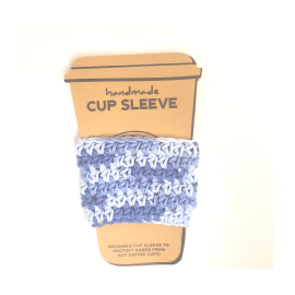 This Multi-Blue  Coffee Cozy is made with love by 3ChickswithSticks! Shop more unique gift ideas today with Spots Initiatives, the best way to support creators.