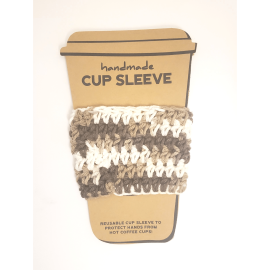 This Multi-Brown Tan and White Coffee Cozy is made with love by 3ChickswithSticks! Shop more unique gift ideas today with Spots Initiatives, the best way to support creators.