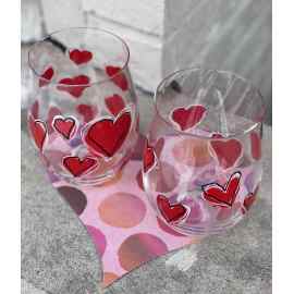 This Hand Painted Whimsical Hearts - Crystal Stemless Wine Glass is made with love by Studio Patty D at Image Awards! Shop more unique gift ideas today with Spots Initiatives, the best way to support creators.