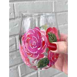 This Hand Painted Floral Crystal Stemless Wine Glass is made with love by Studio Patty D! Shop more unique gift ideas today with Spots Initiatives, the best way to support creators.