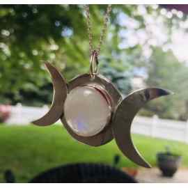 This Triple moon goddess sterling silver necklace is made with love by EARTH KARMA! Shop more unique gift ideas today with Spots Initiatives, the best way to support creators.