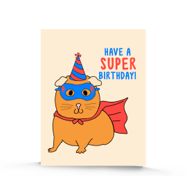 This Super Guinea Pig Birthday Card | Superhero Birthday Card for Kids | Guinea Pig Birthday Card is made with love by Stacey M Design! Shop more unique gift ideas today with Spots Initiatives, the best way to support creators.