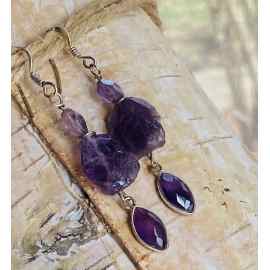 This Raw Amethyst purple dangle earrings by Earth Karma is made with love by EARTH KARMA! Shop more unique gift ideas today with Spots Initiatives, the best way to support creators.