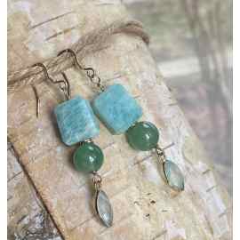This Blue Larimar Jade and chalcedony earrings by Earth Karma is made with love by EARTH KARMA! Shop more unique gift ideas today with Spots Initiatives, the best way to support creators.