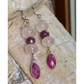 This Rose quartz and Ruby dangly earrings by Earth Karma is made with love by EARTH KARMA! Shop more unique gift ideas today with Spots Initiatives, the best way to support creators.