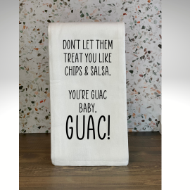 This You're Guac Baby Funny Kitchen Towel is made with love by Virtually Em Designs! Shop more unique gift ideas today with Spots Initiatives, the best way to support creators.