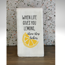 This When Life Gives You Lemons Funny Kitchen Towel is made with love by Virtually Em Designs! Shop more unique gift ideas today with Spots Initiatives, the best way to support creators.