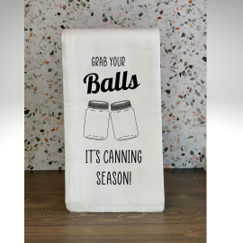 This Grab Your Balls, It's Canning Season Kitchen Towel is made with love by Virtually Em Designs! Shop more unique gift ideas today with Spots Initiatives, the best way to support creators.