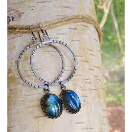 This Labradorite hoops and dangle earrings by Earth Karma is made with love by EARTH KARMA! Shop more unique gift ideas today with Spots Initiatives, the best way to support creators.